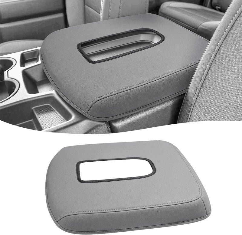 Eaglecover Center Console Cover for 2019-2026 Chevy Silverado & GMC Sierra 1500 2500 3500 HD Accessories, 40/20/40 Jump Seat, Vinyl Leather Arm Rest Protector, Anti-Scratch, Gray Color - Image 1